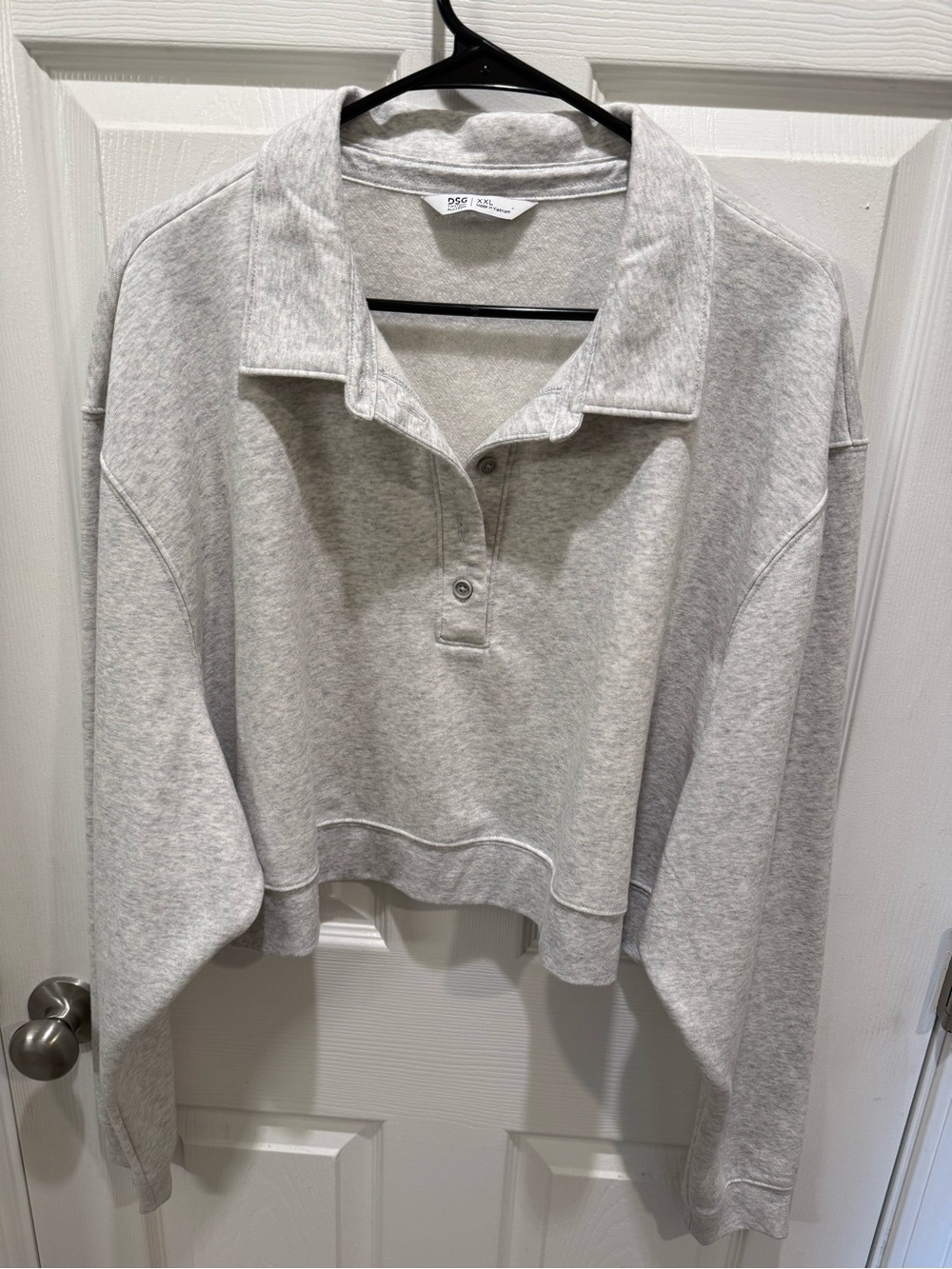 DSG Cropped Polo Sweatshirt in Light Gray